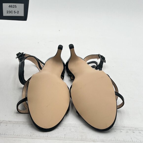 FSJ Black T-Strap Sandal Open Toe Stacked Kitten Heel Strappy Shoe - Picture 7 of 8